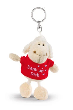 Nici 32324 Schlüsselanhänger Schaf Weiß T-Shirt Rot "Denk An Dich" Ca 10cm