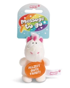 Nici 44982 Message To Go Loop 8cm Einhorn Theodor - ALLZEIT GUTE FAHRT