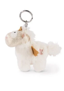Nici 46370 Schlüsselanhänger Einhorn-Engel Angelia 10cm Plüsch Weiß-gold