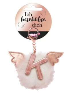 Nici 46980 Taschenanhänger Schutzbommel Mit Flügeln + Pompon Metallbuchstabe K